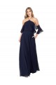 Bleu marine foncé Trapèze Licou Col Haut Mousseline Longue Robes demoiselle d'honneur à Vendre