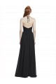 Bleu marine foncé Trapèze Licou Col V Mousseline Longue Robes demoiselle d'honneur à Vendre