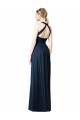Bleu marine foncé Trapèze Licou Col V Mousseline Longue Robes demoiselle d'honneur à Vendre