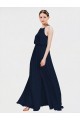 Bleu marine foncé Trapèze Licou Mousseline Longue Robes demoiselle d'honneur à Vendre