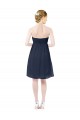 Bleu marine foncé Trapèze Mousseline Courte Robes demoiselle d'honneur / Robes de cocktail à Vendre