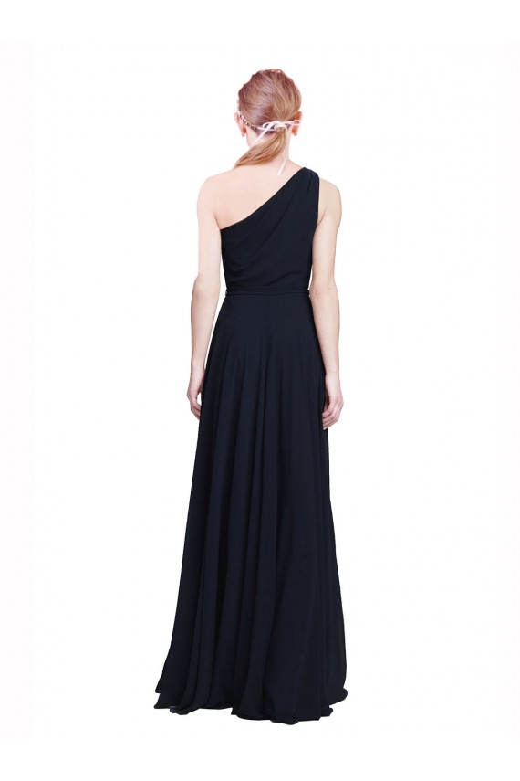 Bleu marine foncé Trapèze Mousseline Longue Robes demoiselle d'honneur à Vendre