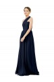 Bleu marine foncé Trapèze Mousseline Longue Robes demoiselle d'honneur à Vendre