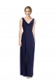 Bleu marine foncé Trapèze Mousseline Longue Robes demoiselle d'honneur à Vendre