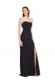 Bleu marine foncé Trapèze Sans bretelle Crêpe Stretch Longue Formelles Robes demoiselle d'honneur / Robes de soirée / Robes de bal à Vendre