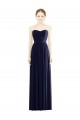 Bleu marine foncé Trapèze Sans bretelle Mousseline Longue Formelles Robes demoiselle d'honneur / Robes de soirée à Vendre