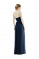 Bleu marine foncé Trapèze Sans bretelle Mousseline Longue Formelles Robes demoiselle d'honneur / Robes de soirée à Vendre