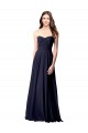 Bleu marine foncé Trapèze Sans bretelle Mousseline Longue Robes demoiselle d'honneur à Vendre