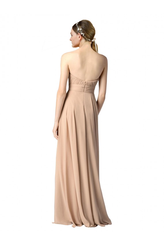 Bleu marine foncé Trapèze Sans bretelle Mousseline Longue Robes demoiselle d'honneur à Vendre