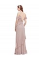 Bleu marine foncé Trapèze Épaule Dénudée Bretelles spaghetti Mousseline Longue Robes demoiselle d'honneur à Vendre