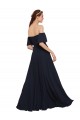 Bleu marine foncé Trapèze Épaule Dénudée Mousseline Longue Robes demoiselle d'honneur / Robes de bal à Vendre
