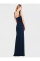 Bleu marine foncé Trompette Bretelles spaghetti Crêpe Stretch Longue Robes demoiselle d'honneur / Robes de bal à Vendre