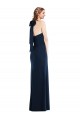 Bleu marine foncé Trompette Col Haut Crêpe Stretch Longue Robes demoiselle d'honneur / Robes de bal à Vendre