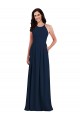 Bleu marine foncé Trompette Licou Crêpe Stretch Longue Robes demoiselle d'honneur à Vendre