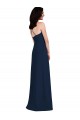 Bleu marine foncé Trompette Licou Crêpe Stretch Longue Robes demoiselle d'honneur à Vendre