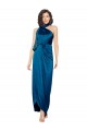Bleu paon Fourreau Licou Col Haut Satiné Soyeux Longue Formelles Robes demoiselle d'honneur / Robes de soirée / Robes de bal à Vendre