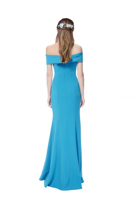 Bleu paon Fourreau Épaule Dénudée Crêpe Stretch Longue Formelles Robes demoiselle d'honneur / Robes de soirée / Robes de bal à Vendre