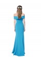 Bleu paon Fourreau Épaule Dénudée Crêpe Stretch Longue Formelles Robes demoiselle d'honneur / Robes de soirée / Robes de bal à Vendre