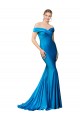 Bleu paon Sirène Épaule Dénudée Satiné Longue Formelles Robes demoiselle d'honneur / Robes de soirée / Robes de bal à Vendre