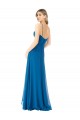 Bleu paon Trapèze Bretelles spaghetti Mousseline Longue Robes demoiselle d'honneur à Vendre