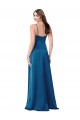 Bleu paon Trapèze Bretelles spaghetti Satiné Soyeux Longue Formelles Robes demoiselle d'honneur / Robes de soirée / Robes de bal à Vendre