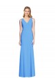 Bleu paon Trompette Col V Crêpe Stretch Longue Robes demoiselle d'honneur / Robes de bal à Vendre