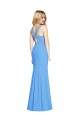 Bleu paon Trompette Col V Crêpe Stretch Longue Robes demoiselle d'honneur / Robes de bal à Vendre