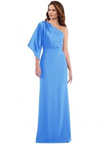Bleu paon Trompette Crêpe Stretch Longue Robes demoiselle d'honneur / Robes de bal à Vendre