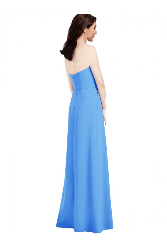 Bleu paon Trompette Sans bretelle Crêpe Stretch Longue Robes demoiselle d'honneur / Robes de bal à Vendre