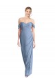 Bleu poussiéreux Sirène Épaule Dénudée Mousseline Longue Robes demoiselle d'honneur à Vendre