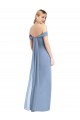 Bleu poussiéreux Sirène Épaule Dénudée Mousseline Longue Robes demoiselle d'honneur à Vendre