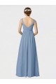 Bleu poussiéreux Trapèze Bretelles spaghetti Mousseline Longue Robes demoiselle d'honneur à Vendre