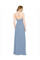 Bleu poussiéreux Trapèze Licou Col Haut Mousseline Longue Robes demoiselle d'honneur à Vendre