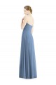 Bleu poussiéreux Trapèze Mousseline Longue Robes demoiselle d'honneur à Vendre