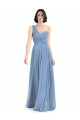 Bleu poussiéreux Trapèze Mousseline Longue Robes demoiselle d'honneur à Vendre