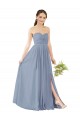 Bleu poussiéreux Trapèze Mousseline Longue Robes demoiselle d'honneur à Vendre
