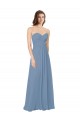 Bleu poussiéreux Trapèze Mousseline Longue Robes demoiselle d'honneur à Vendre
