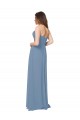 Bleu poussiéreux Trapèze Mousseline Longue Robes demoiselle d'honneur à Vendre