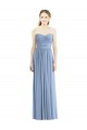 Bleu poussiéreux Trapèze Sans bretelle Mousseline Longue Robes demoiselle d'honneur à Vendre