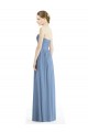Bleu poussiéreux Trapèze Sans bretelle Mousseline Longue Robes demoiselle d'honneur à Vendre