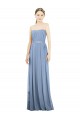 Bleu poussiéreux Trapèze Sans bretelle Mousseline Longue Robes demoiselle d'honneur à Vendre