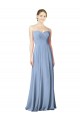 Bleu poussiéreux Trapèze Sans bretelle Mousseline Longue Robes demoiselle d'honneur à Vendre