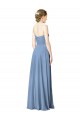 Bleu poussiéreux Trapèze Sans bretelle Mousseline Longue Robes demoiselle d'honneur à Vendre
