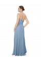 Bleu poussiéreux Trapèze Sans bretelle Mousseline Longue Robes demoiselle d'honneur à Vendre