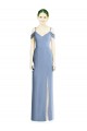 Bleu poussiéreux Trapèze Épaule Dénudée Mousseline Longue Formelles Robes demoiselle d'honneur / Robes de soirée à Vendre
