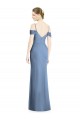 Bleu poussiéreux Trapèze Épaule Dénudée Mousseline Longue Formelles Robes demoiselle d'honneur / Robes de soirée à Vendre