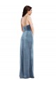 Bleu poussiéreux Trompette Bretelles spaghetti Velours Stretch Longue Formelles Robes demoiselle d'honneur / Robes de soirée / Robes de bal à Vendre