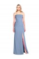 Bleu poussiéreux Trompette Sans bretelle Mousseline Longue Robes demoiselle d'honneur à Vendre