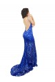 Bleu roi Sirène Col Haut Dentelle Longue Robes demoiselle d'honneur / Robes de bal à Vendre