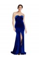Bleu roi Sirène Sans bretelle Balayage train Velours Stretch Longue Formelles Robes demoiselle d'honneur / Robes de soirée / Robes de bal à Vendre